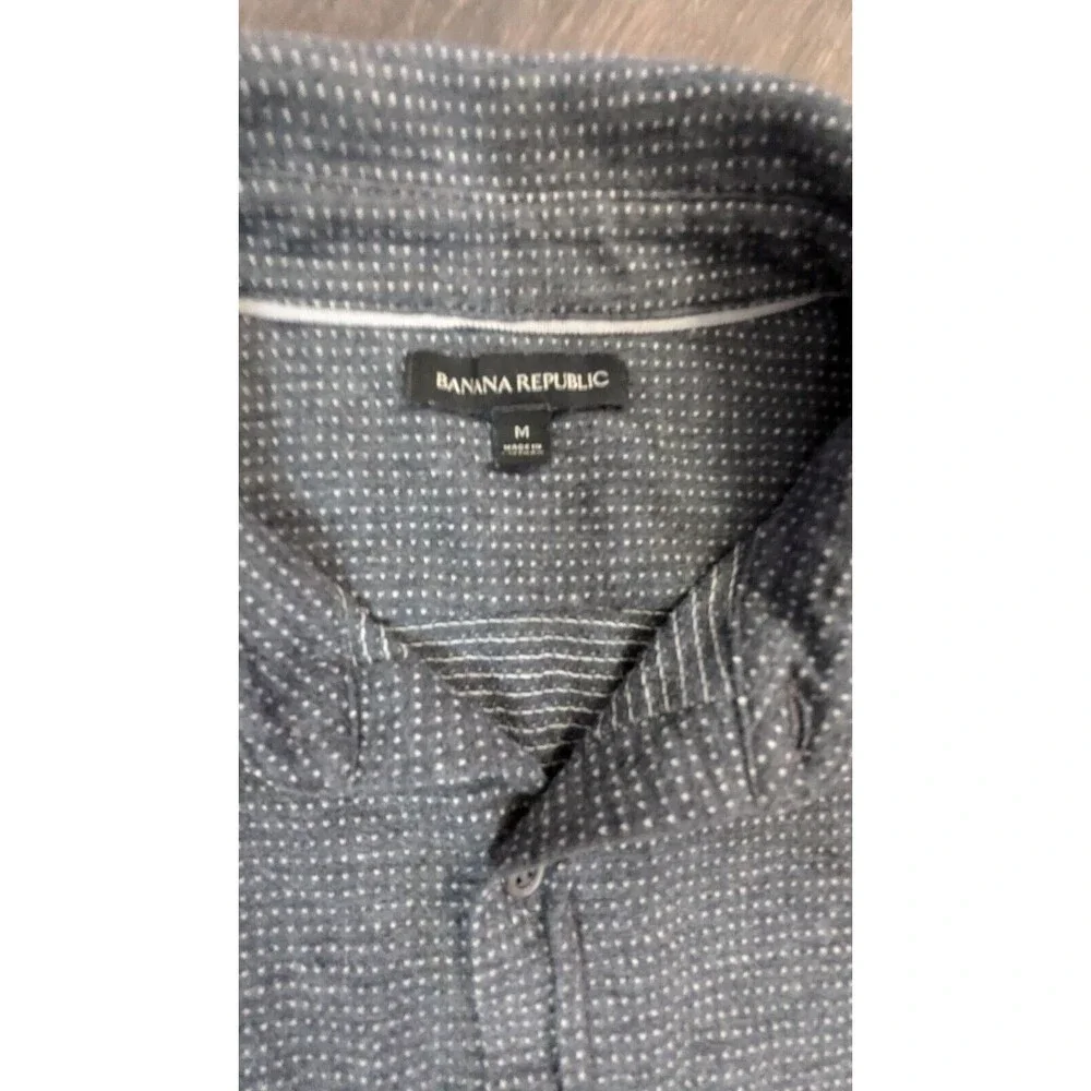 Banana Republic Button Down Long Sleeve Wool CottonBlend Shirt Gray Men's Medium